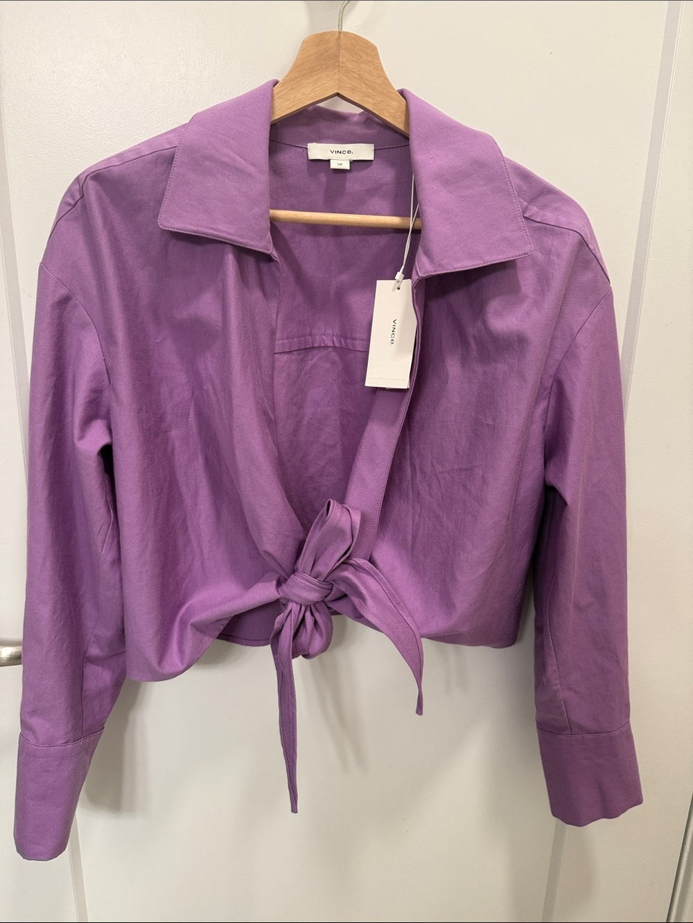 Vince Lavender Tie-Front Buttondown Shirt